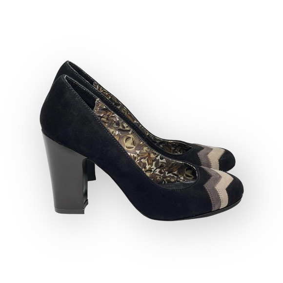 Missoni x Target ミ★ Barkwood Chevron Print Suede Heeled Pumps ミ★ Black ミ★ 6.5M - Picture 2 of 16